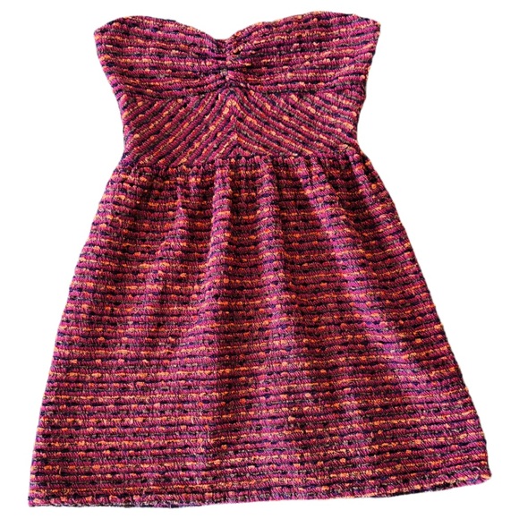Ladies strapless Striped Pink and Purple Dress - Picture 1 of 2